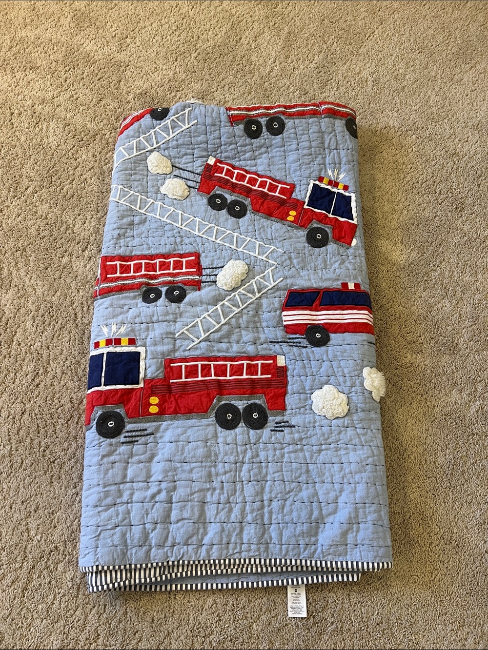 Pottery Barn Kids Fire Truck Bedding Set - Light Blue, Red & Navy - Picture 4 of 4